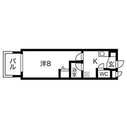 名古屋市営鶴舞線 浄心駅 徒歩3分の賃貸マンション 4階1Kの間取り