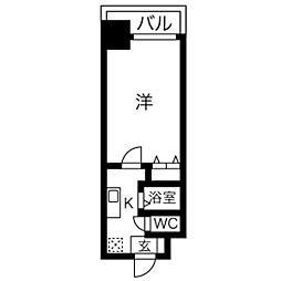 名古屋市営東山線 新栄町駅 徒歩7分の賃貸マンション 10階1Kの間取り