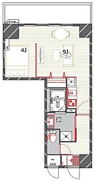 BSRESIDENCESAKAE ワンルームの間取図画像