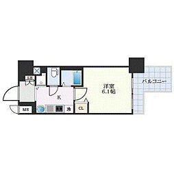 プレサンス錦プレミアム 1Kの間取図画像
