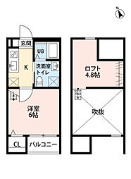 ハピネス笈瀬 1Kの間取図画像