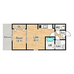 ジーメゾン中川コンフィエ 1LDKの間取図画像
