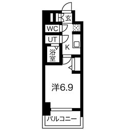 メイクスアート太閤通 1Kの間取図画像