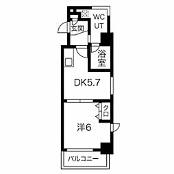 Soleilcort桜本町 1DKの間取図画像