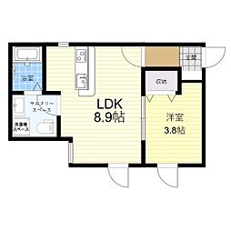 名古屋市中村区十王町アパート 1LDKの間取図画像