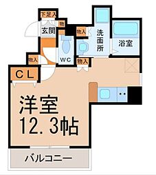 プレサンス泉セレグレード ワンルームの間取図画像