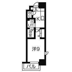 リシュドール鶴舞公園 1Kの間取図画像
