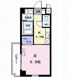 プラシード幸 1Kの間取図画像