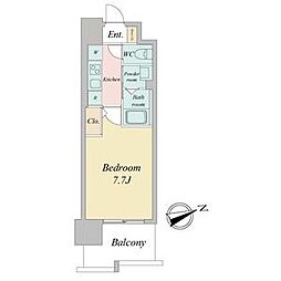 リバーコート砂田橋 1Kの間取図画像