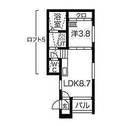 ハーモニーテラスエルカーサ千種 1LDKの間取図画像
