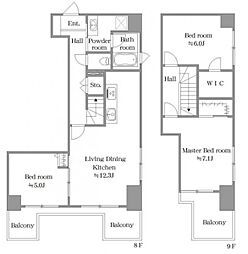ブライト横濱根岸 3LDKの間取図画像
