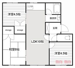 美秀マンション 3LDKの間取図画像