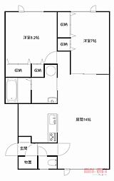 きゃらうぇい2 2LDKの間取図画像
