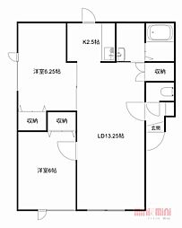 ルミエール3 2LDKの間取図画像
