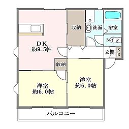 ハピネス1 2DKの間取図画像