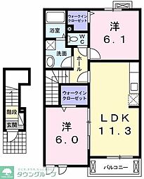 プリムローズ 2LDKの間取図画像