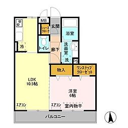 オマージュ　Ａ 3階1LDKの間取り