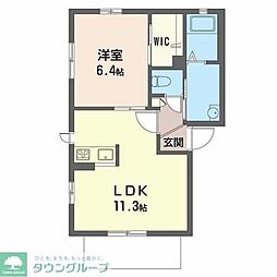 アークコート下大島1 1LDKの間取図画像
