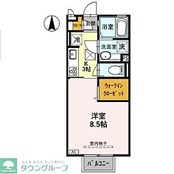 インセーム・ア・エリ 1Kの間取図画像