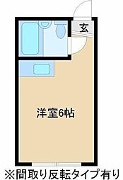 聚秀館（住居） 2階ワンルームの間取り