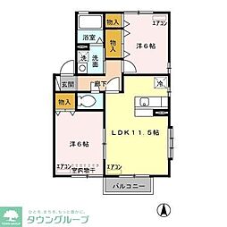 アベリアタウンB 2LDKの間取図画像