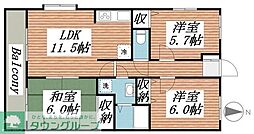 サザンコート 3LDKの間取図画像