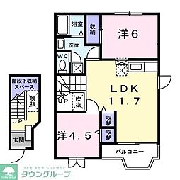 ヴィラ・グリシーヌ1 2LDKの間取図画像