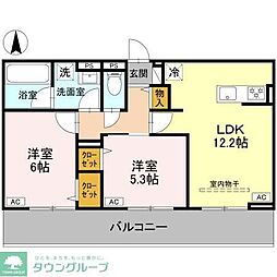 La Maison天川原町一丁目 A棟 2LDKの間取図画像