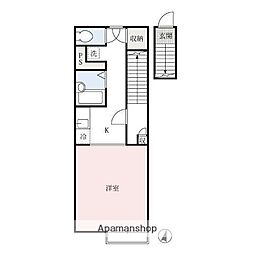 ソレイユ 2階1Kの間取り
