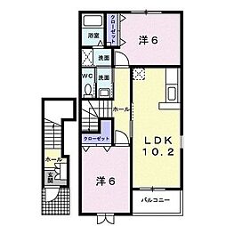 エーデルシュタイン　Ｂ 2階2LDKの間取り