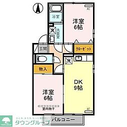 御料所ガーデンD 2DKの間取図画像