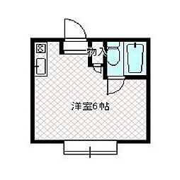 シェルコート井野 1階ワンルームの間取り