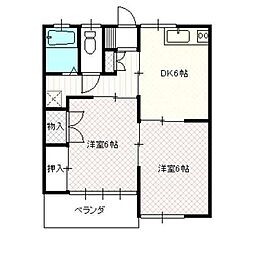 ヴィレッジ大山 2階2DKの間取り