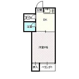 ジュネス北駅 2階1DKの間取り