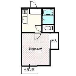 シティーハイツサンドーム 1階1Kの間取り