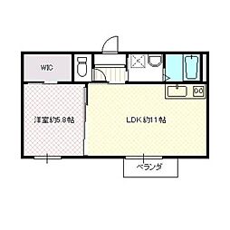 サニーコート 2階1LDKの間取り