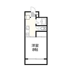 センターヴィレッヂII 2階1Kの間取り