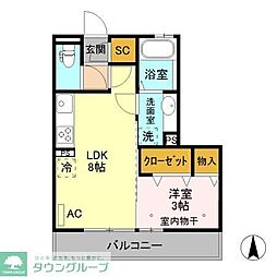 コージーネストA 1LDKの間取図画像