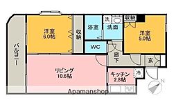 ヴィラマグノリア 2階2LDKの間取り