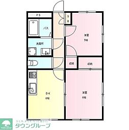 タカハシマンション 2DKの間取図画像