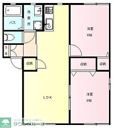 ハイツコスモスB 2LDKの間取図画像