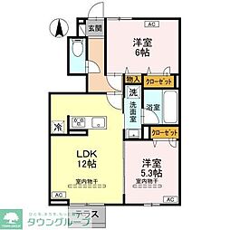 高崎市下之城町アパート 2LDKの間取図画像