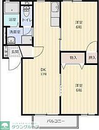 ロジュマンA棟 2LDKの間取図画像