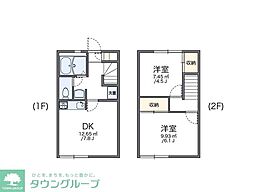 レオパレスMouIris壱番館 2DKの間取図画像
