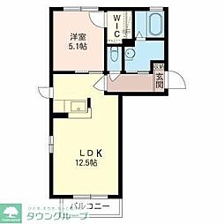 ブライトスクエアB 1LDKの間取図画像