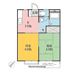 パークヒルＡ 2階2Kの間取り