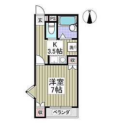 ジャストハイツＢ 1階1Kの間取り