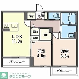 プラージュ・ノム 2LDKの間取図画像