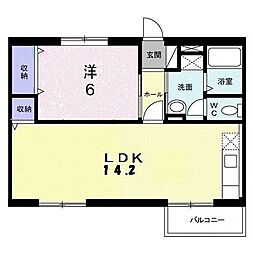 エトワール畔見　Ｃ 1階1LDKの間取り
