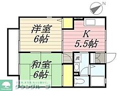 セジュール箕郷B 2DKの間取図画像